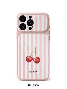 GIIPPA 1pc Pink Striped & Cherry Pattern Design Phone Case For Phone 17 Pro Max, Compatible With Phone 16 Pro Max, 15 Pro Max, 14 Pro Max, Korean-Style High-End Fashion Fun Phone Case, Suitable For 11/12/13/14/15/16 Pro Max Plus, Elegant Design For Men And Women, Perfect Gift For Girlfriend On Christmas, Valentine's Day, Easter, Wedding Season And Birthday! - Multicolor - View 6