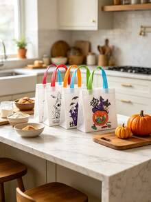12/6/1pc Halloween DIY Gift Bags, Doodle Tote Bags, DIY Line Drawing Gift Bags With Colorful Handles, Atmosphere Decor, Photo Props, Suitable For Party Gift Packaging, Packaging Bags, Table Centerpiece Decoration, Gift Bags Included - Multicolor - View 10