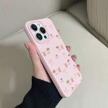 粉色蝴蝶結臘腸狗圖案氣墊手機殼，全包防摔 TPU 軟橡膠殼，適用於 iPhone 13/11/17/17pro/16/14/15/15pro/15 Plus/15 Promax - 彩色 - 查看 4