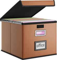 Caja organizadora de archivos con tapas, organizador de carpetas de archivos plegable - Caramelo - Ver 8