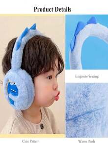 1pc Kids Cute Cartoon Dinosaur Earmuffs, Winter Foldable Plush Warm Earmuffs For Skiing, Walking, Running, Cycling - Multicolor - View 3