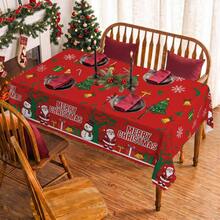 1pc Santa Claus Snowman Snowflake Print Rectangular Tablecloth, Suitable For Holiday, Party, Birthday, Dinner, Restaurant Table Decor, Christmas Home Autumn/Winter Decoration - Multicolor - View 11