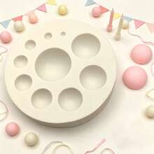 1pc Minimalist Cartoon Hemispherical Silicone Mold, Handmade Holiday Decoration, Clay, Plaster And Resin Craft Decor Props, Easy Release And Reusable - Beige - View 5