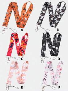 1pc Halloween Ghost Long Ribbon Lanyard, Ghost, Skull, Imp, Pumpkin, Witch Hat Pattern Phone Lanyard Keychain, Suitable For Halloween Party, Back To School Season, Also Suitable For Students, Teachers, Medical Personnel, Ideal Gift For Friends - Multicolor - View 9