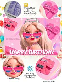 Splendor Macaron Gradient Elegant Girl Party Photo Background Fabric, Ribbon Hairpiece Printed Background Banner, Birthday Celebration Party Supplies - Multicolor - View 6