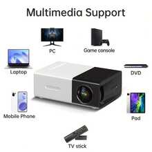 2026 Upgraded Portable Mini Projector, LCD Home Theater Projector, Built-In Speaker, Fast Focus, Compatible With Smartphone, Tablet, Laptop, TV Stick, USB Portable Projector, Suitable For Movies, Games, Presentations, Home Entertainment, Outdoor Parties - Black and White - View 6
