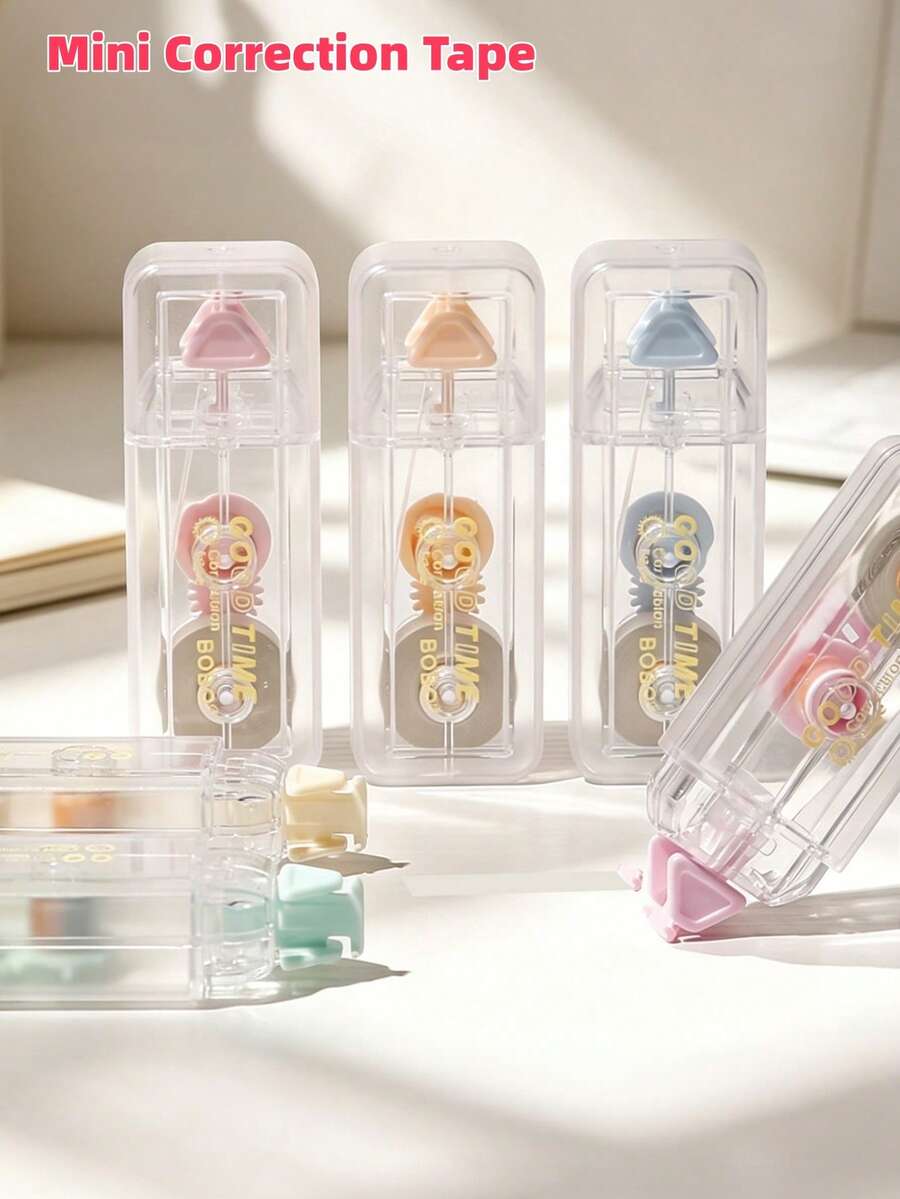 1/6pcs Mini Correction Tape, Transparent Shell Candy Design, Original Paper Color Correction Tape, Smooth Tape Output, Ideal Stationery For Students, Note Taking, Homework, School Supplies Gift - Multi Colors - View 1