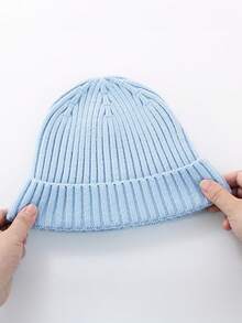 Solid Color Ribbed Knit Baby Beanie, Warm Elastic Infant Hat For Boys And Girls, Autumn/Winter Outdoor Warm Woolen Cap - Baby Boy Series - View 11