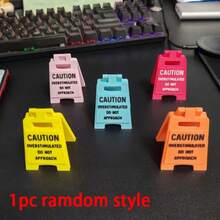 5/3/1pc Funny Mini Desktop Warning Sign Creative "Caution Do Not Approach" Text Small Stand Colorful Foldable Desktop Ornament Office Workstation Quirky Decoration Small Item Atmosphere Desktop Personalized Accessory - Signage - View 12