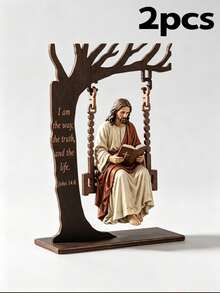 1 Or 2pcs Easter Swing Hanging Decor, Home Tree Sculpture Ornament, Church Holiday Decoration, Suitable For All Seasons, Creative Holiday Gift, Perfect As Christmas Themed Gift - Multicolor - View 9