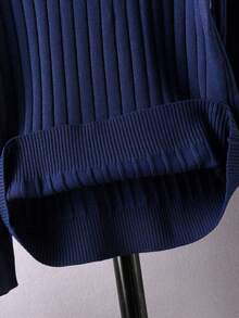 Boys' College Style Solid Color Striped Stand Collar Sweater Long Sleeve Knit Pullover, Suitable For School Daily Casual Wear In Spring, Autumn And Winter - Navy Blue - View 8