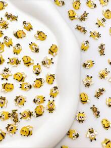 30pcs Cartoon Bee & Caterpillar Nail Art Charms, Cute Insect & Animal Childlike Style, Phone Case, Hair Clip, Earring Decorative Small Accessories - Multicolor - View 4