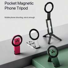 Mag‑ Magnetic Phone Tripod Stand, Portable Pocket Foldable Cell Phone Holder, Multi‑Angle Adjustable Desktop & Handheld Phone Mount For Selfie Vlog Shooting - Multicolor - View 1