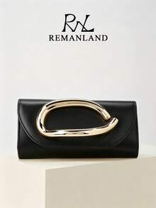 REMANLAND Retro Solid Color Clutch Bag, Versatile Mini Purse, Fashionable PU Leather Handbag Suitable For Weddings, Parties, Galas, Dinners And Other Occasions - Black - View 9