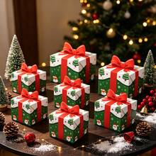 20pcs (10pcs Gift Box + 10pcs Tag) Christmas Gift Boxes With Red Ribbon Bow Design, Green Christmas Tree, Santa Claus, Snowflake Pattern Candy Gift Boxes, Suitable For Christmas, Wedding, Birthday Party Foldable Packaging Boxes, Holiday Party Home Table Decoration, Best Gift For Friends And Family - View 5