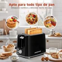 Tostadora De Pan 2 Rebanadas 750w, 7 Niveles De Tostado, 3 Funciones (recalentar, Descongelar, Cancelar), Expulsión Automática, Bandeja Desmontable - Aigostar - Tipo de Enchufe A USA (110-127V) - Ver 7
