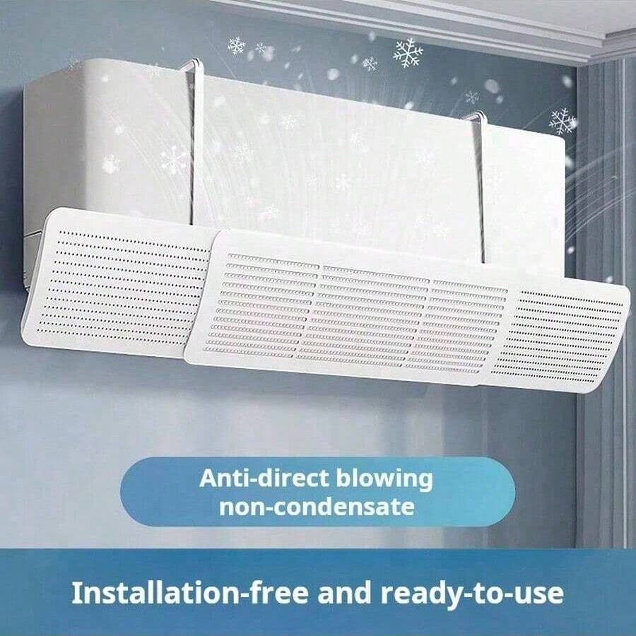1pc Air Conditioner Wind Deflector, Retractable Cold Air Deflector, Universal Hook Design, Efficient Wind Blocking, Easy To Use, Durable ABS Material, Suitable For Home, Bedroom, Dormitory And Office - White - View 1