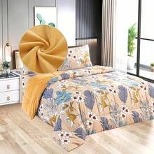 Edredón Matrimonial de Lujo Doble Vista Piel de Ángel, Suave y Acolchado, Incluye Edredón Relleno, 2 Fundas de Almohada, Sábana Superior y Sábana Ajustable (5 Piezas en Total) - Mostaza Amarilla - Ver 11