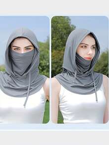 1pc Or 2pcs Unisex Sun Protection Full Face Mask With Hood Neck Guard, Suitable For Daily Cycling, Hiking, Fishing, Trekking, Leisure And Vacation - Multicolor - View 10
