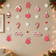 Christmas Party Decoration Wall Hanging, Holiday Celebration Pom Pom Garland, Elderly Christmas Tree Snowman Pendant - Christmas - View 13