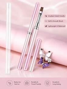 Gradient Metallic Nail Art Brush Dual Head Liner Painting Drawing Pen Colorful Sandblasted Handle UV Gel Polish Manicure Design Tool - Multicolor - View 5