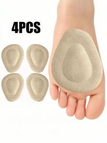 2 Pairs Women's Water Drop Shaped Anti-Slip Front Sole Pads, Thickened Invisible Soft Fashion Minimalist High Heel Half Size Inserts - Beige - View 1