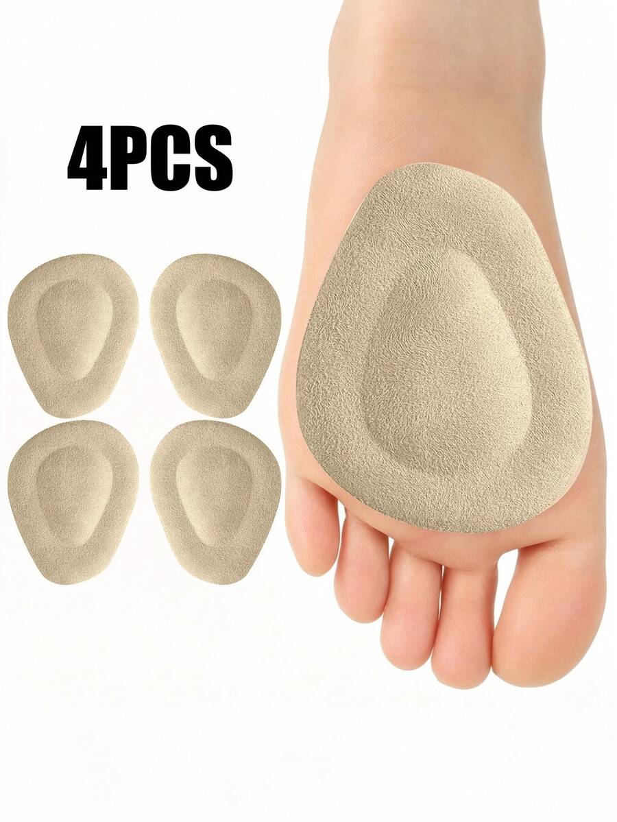 2 Pairs Women's Water Drop Shaped Anti-Slip Front Sole Pads, Thickened Invisible Soft Fashion Minimalist High Heel Half Size Inserts - Beige - View 1