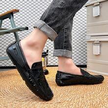 Loafers For Men Shoes Handmade Men Loafer Slip-On Moccasins Plus Size Comfortable Casual Work Walking Driving Flat Shoe - Black - View 1