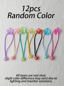 12/6pcs High Elasticity Hair Ties, Sweet Hair Accessories, Basic Style Non-Damaging, Suitable For Girls And Women, Daily Essential - Multicolor - View 9