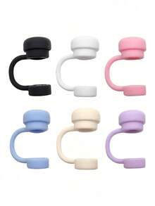 6pcs/2pcs Reusable Silicone Straw Caps, Leak-Proof Splash-Proof Dust-Proof, Suitable For Cups, Back To School Essential - Multicolor - View 10