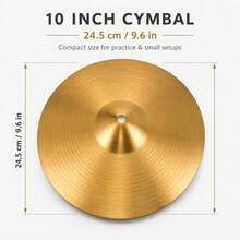 10英吋（約40.6公分）傳統飾面黃銅 Hi-Hat 鈸，耐用黃銅合金，音色明亮悅耳，適合初學者 - 金色 - 查看 3