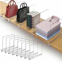 8/6/4/2/1pcs Closet Dividers, Transparent Wardrobe Storage Separators, No-Drill Clip-On Closet Organizer, Prevent Clothes Storage Bags From Sliding And Clutter, Save Closet Space, Suitable For Bedroom Wardrobe, Storage Room, Rental Apartment And Home Closet Organization, One For Storing Separating Closet Storage Organizer Rack, Used For Storing Handbag Storage Organizer - Multicolor - View 4
