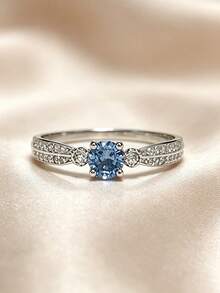 1pc 925 Sterling Silver Elegant Cubic Zirconia Ring, Quality Jewelry For Women, Engagement/Proposal Gift - Silver - View 3