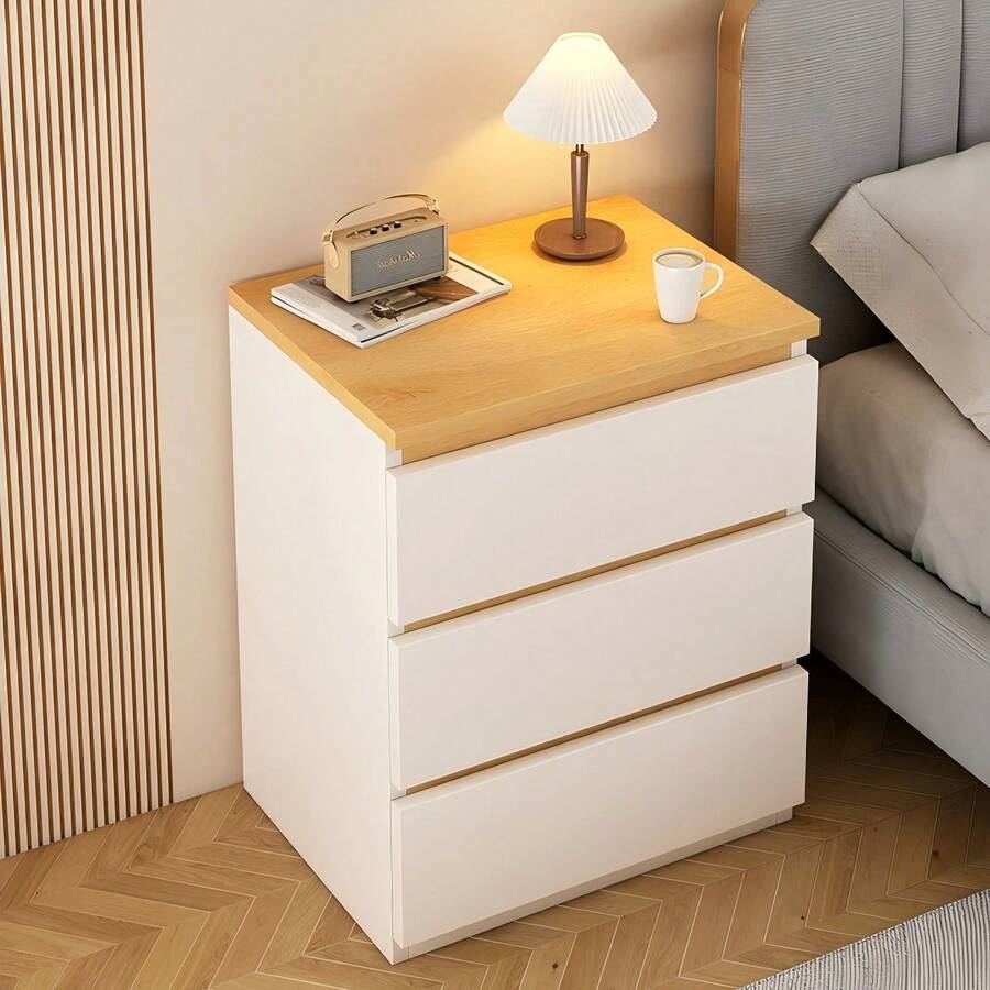 1pcs Modern Minimalist Nightstand, Multi‑Layer Storage Cabinet, Large Capacity, Sturdy Construction, For Storing Personal Items, Suitable For Bedroom, Office, Guest Room And More - White - View 1