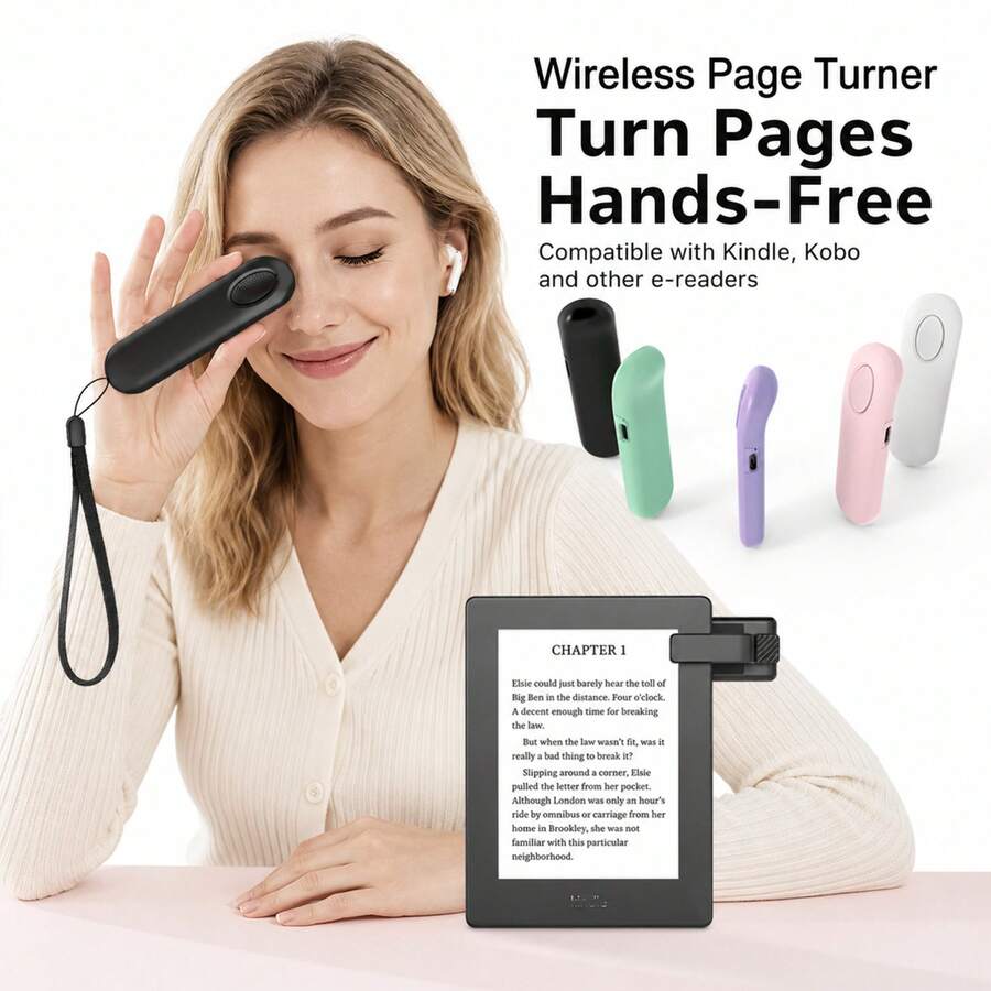 Kindle Page Turner, Compatible With Kindle Paperwhite/Oasis/Scribe, Clip-On Non-Bluetooth Kindle Remote, Tablet Camera Remote, Suitable For Kindle Paperwhite E-Reader - USB Rechargeable Wireless Controller, Supports Apple/Android Tablets - Comfortable Page Turner, Perfect For Reading And Photography Needs, Built-In 120mAh Battery - Multicolor - View 1