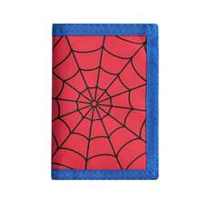 3-Fold Wallet, Spider Web Personalized Wallet, Lightweight Pocket Wallet, Multiple Card Slots - Hidden Zipper Design, Dirt-Resistant Fabric, Black, Red - Multicolor - View 6
