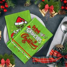 The Grinch 1pc Christmas Print Hand Towel, Absorbent Kitchen Bathroom Decor Dish Cloth - Multicolor - View 2