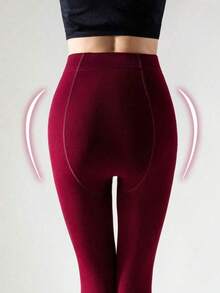 1 Pair Women Stretchy Opaque Thermal Pantyhose, Fleece Lined Comfort Tights For School Uniform, Office Business And Autumn Winter Daily Looks - Multicolor - View 8