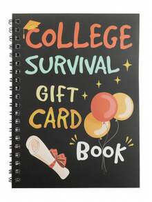 1pc College Survival Gift Card Album - Spiral Bound Card Album, Suitable For Graduation/Back To School Gifts, Featuring Graduation Certificate And Balloon Design. - Multicolor - View 9