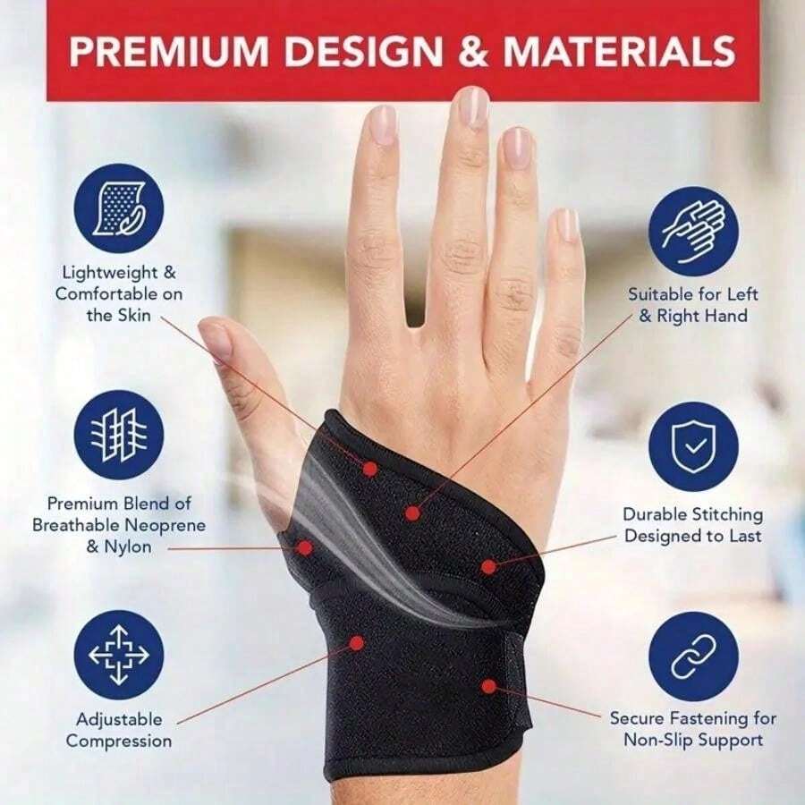 1 Piece Set - Sports Compression Wrist Protection, Fitness Badminton Anti Sprain Wrapped Wrist Protection, Breathable And Adjustable Strap, Hand Palm Auxiliary Belt - View 1