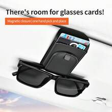 Car Sunshade Magnetic Fashion Glasses Clip, Microfiber Multifunctional Eyeglass Frame, With Card Slot, General Motors Internal Storage Eyeglass Card Ticket - 2613 - View 2