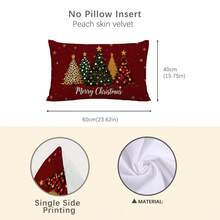 1pc Christmas Red Christmas Tree Merry Christmas Illustration Pattern Cushion Cover, Single-Sided Printed Peach Skin Velvet Material, 30*50/40*60CM Pillowcase Suitable For Room Decoration, Modern Minimalist Sofa Living Room Decoration, Party Decoration, Gift Giving - Multicolor - View 10