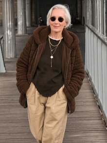 Women's Faux Fur Hooded Pocket Coat - Perfect Choice For Autumn/Winter - Brown - View 9