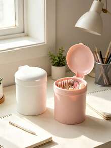 Mini Plastic Desktop Trash Can With Lid, Suitable For Home Office, Kitchen, Vanity, Daily Essentials, Household Student Dormitory Trash Can, Can Be Used As Desktop Wastebasket For Office, Bedroom And Living Room - Multicolor - View 2