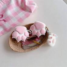 Pink & White Cat Paw Earphone Case Compatible With AirPods 4/ 3/ Pro 1st Gen/2nd Gen/ 2/ Pro 4th Gen - Multicolor - View 2