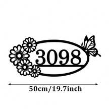 4 Sizes Available! Flower & Butterfly Metal House Number Address Sign,Personalized Address Plaque, Door Number, Hotel Room Numbers Sign - Black - View 15