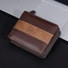 New PU Wallet For Men Baellerry Short Vintage Multi-Slot Coin Purse With Zipper Wallet - Multicolor - View 2