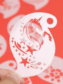 16PCS Temporary Tattoo Stencils, Reusable Floral & Butterfly Pattern Flash Card Templates, DIY Hollow Face & Eye Corner Graffiti Painting Stencils, Adult Music Festival Body Art Templates - White - View 10