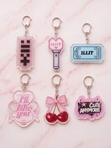 1/6pcs Cute Cartoon Ill-It Acrylic Keychain, K-Pop Friendship Bag Charm, Tour Merchandise, Concert Essential, Tour Must-Have, Fan Support Item, Fan Freebies, Perfect Decoration For Concert Bag, Perfect Gift For Fans, Party Favor, Phone Accessory, Bag Charm, Key Organizer - Multicolor - View 1