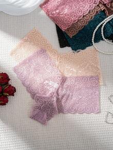 6pcs/Pack Multi-Color Women's Sexy Hollow Lace Comfortable Triangle Panties - Multicolor - View 6